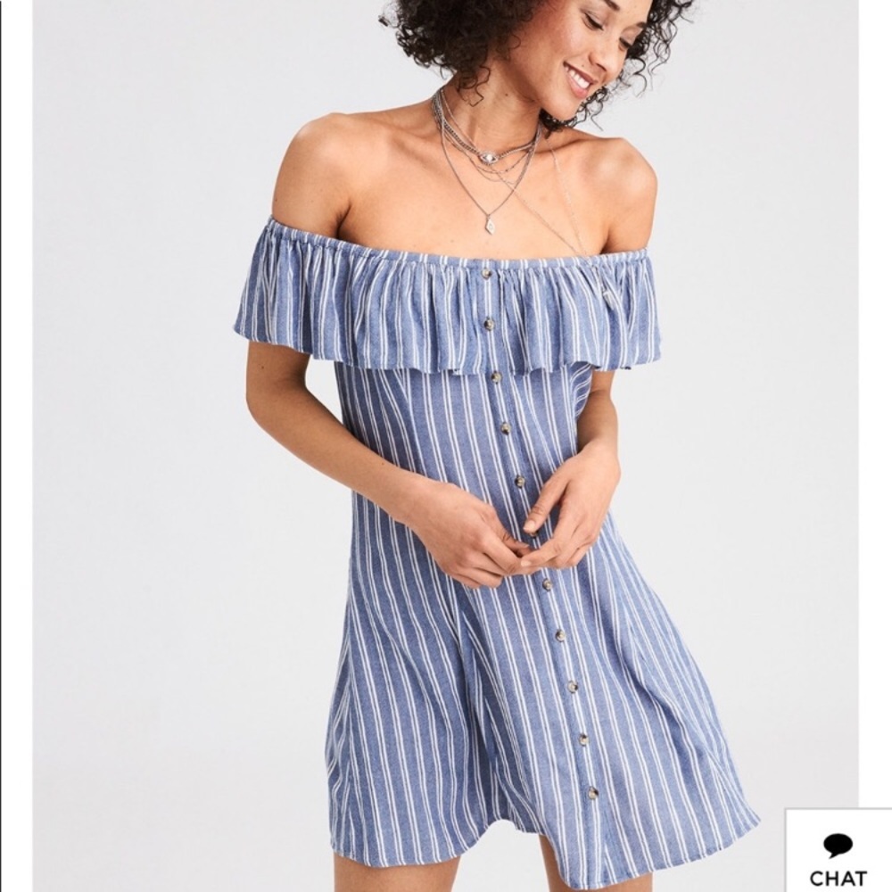 American Eagle Off the Shoulder Striped Dress